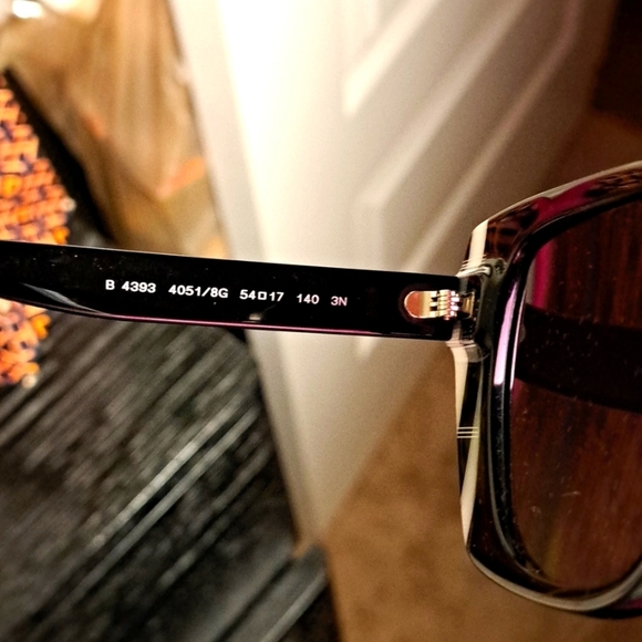 Burberry NWTs Meryl Shiny Black, White Sunglasses main image 13